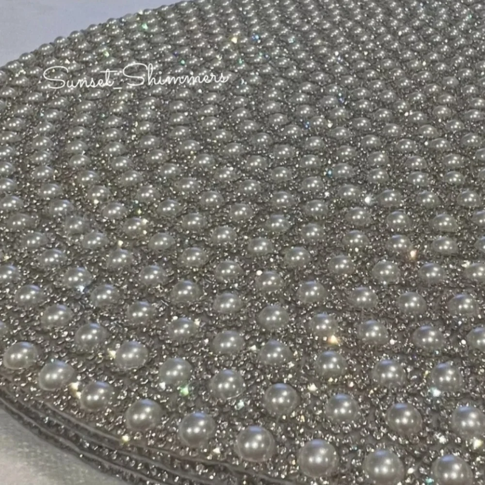 x4 Sparkles Home Luminous Elegant Pearl Shimmer Deluxe Rhinestone Placemats New